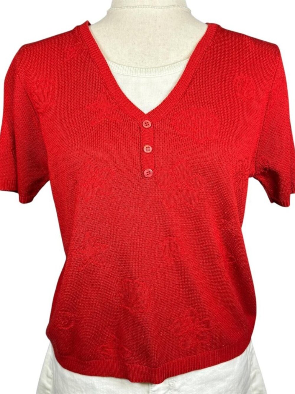 Alfred Dunner red knit blouse